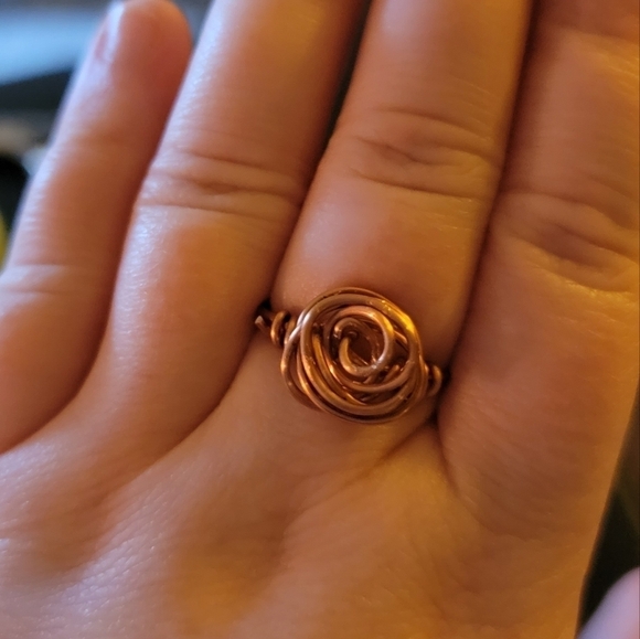 Handcrafted Copper Wire Wrapped Rose Ring Size 8 - Picture 1 of 2